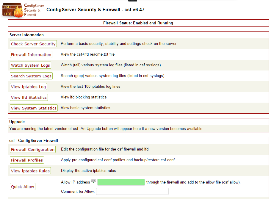 Install and Configure CSF ConfigServer Firewall