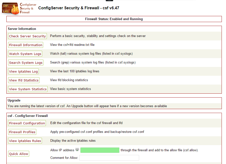 Install and configure csf configserver firewall