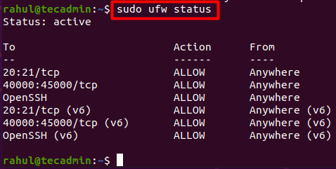 UFW Allow FTP 