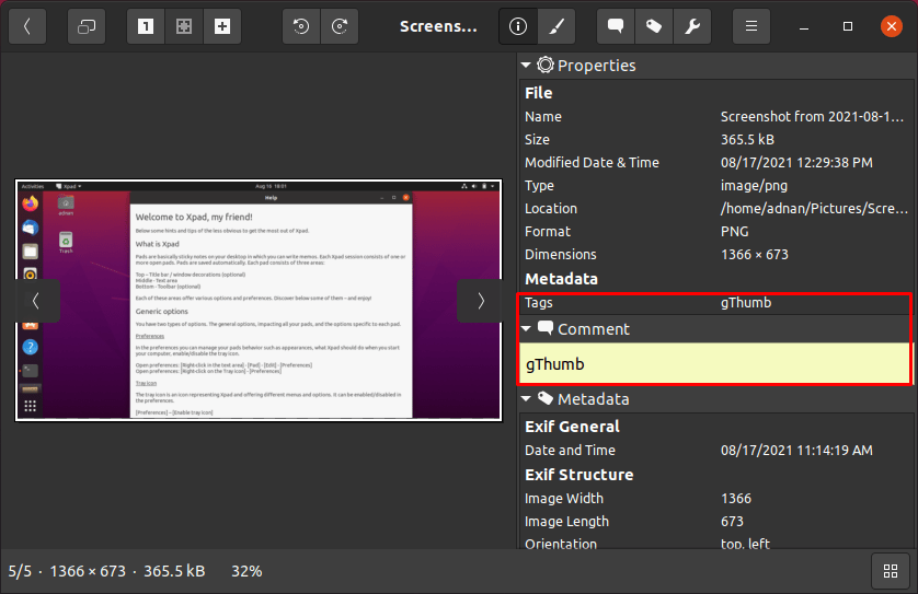How To Install And Use Gthumb On Ubuntu 19 A screenshot of a computer description automatically generated with medium confidence