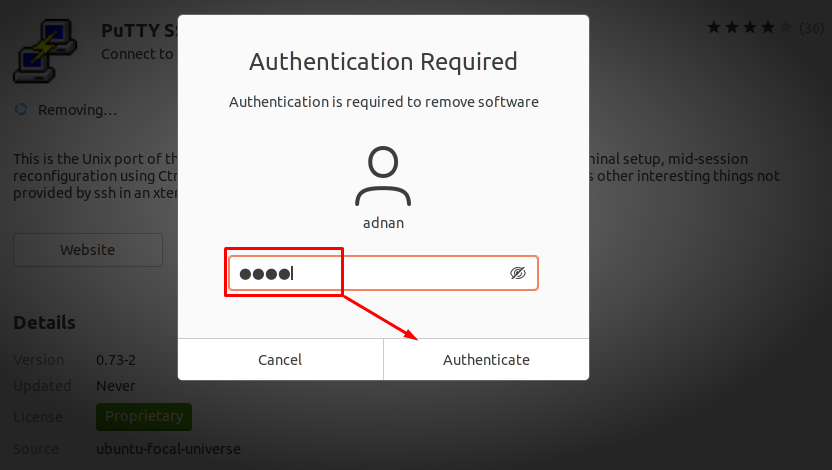 How To Install Putty On Ubuntu 11 Graphical user interface, application description automatically generated