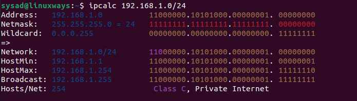 Ipcalc – Calculate Ip Subnet Address In Linux 3 Ipcalc – calculate ip subnet address in linux 3