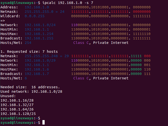 Ipcalc – Calculate Ip Subnet Address In Linux 4 Ipcalc – calculate ip subnet address in linux 4