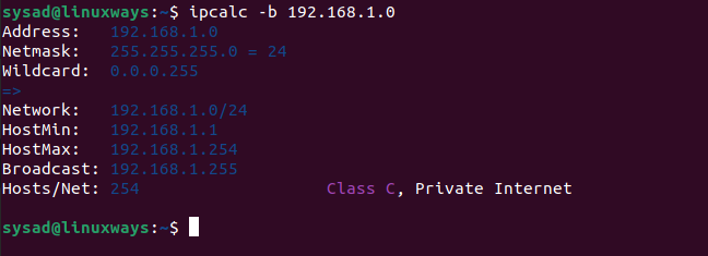 ipcalc – Calculate IP Subnet Address in Linux 7