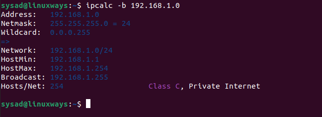 Ipcalc – Calculate Ip Subnet Address In Linux 5 Ipcalc – calculate ip subnet address in linux 5