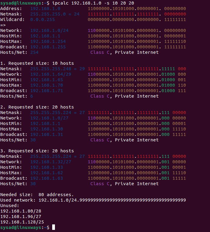 Ipcalc – Calculate Ip Subnet Address In Linux 6 Ipcalc – calculate ip subnet address in linux 6