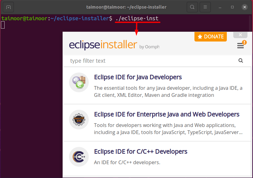 How To Install Eclipse Ide On Ubuntu 9 Graphical user interface, text, application description automatically generated