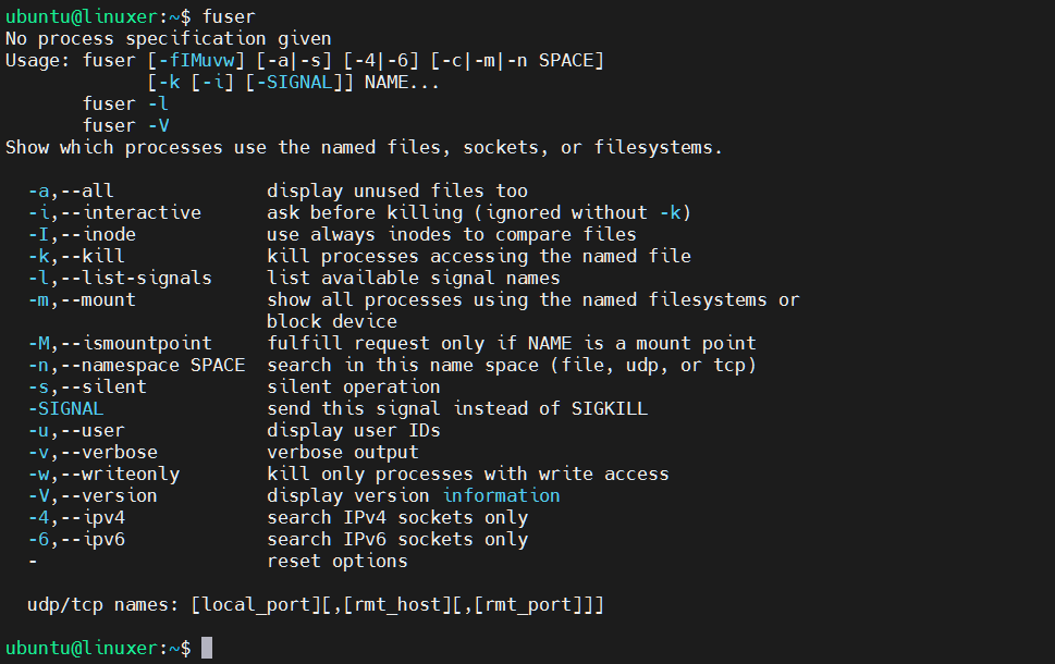 Fuser Command in Linux 29