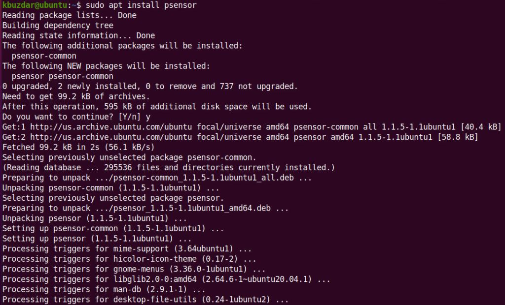 How to install psensor temperature monitoring application on ubuntu 20. 04