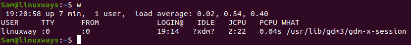 W command explained with examples in linux
