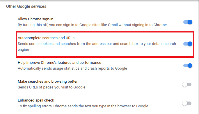 How To Turn Off The Auto-Completion Of The Searches On Google Chrome 2 How to turn off the auto-completion of the searches on google chrome 2