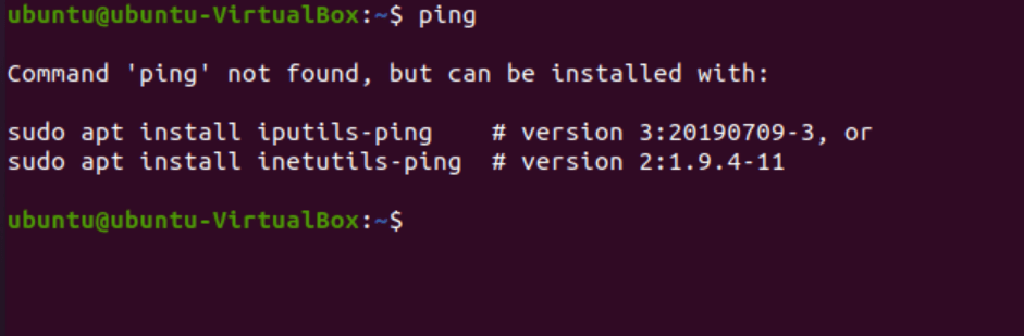 Ping command not found on ubuntu linux