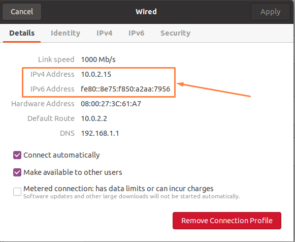 How To Check The Ip Address In Ubuntu 5 Graphical user interface, text, application description automatically generated