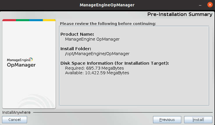 Pre-Instalation Summary 