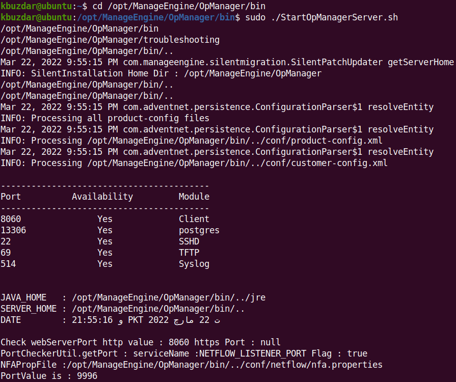 Starting OpManager