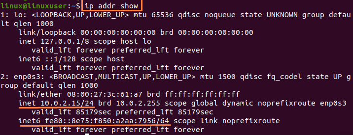 How to check the ip address in ubuntu
