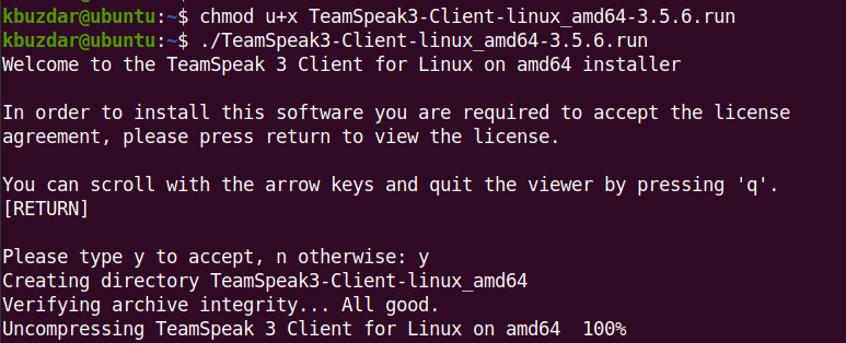 How to install teamspeak client on ubuntu
