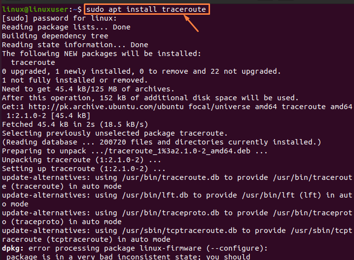 How to install the traceroute on ubuntu