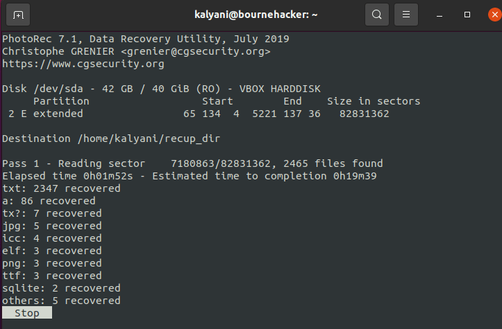 Photorec: Recovering Deleted Files On Ubuntu 5 Untitled6
