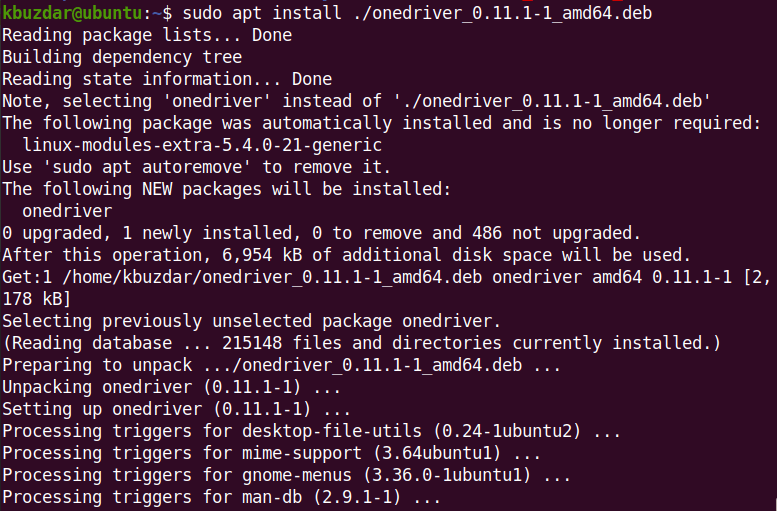 How To Mount Microsoft Onedrive In Ubuntu 3 Installing onedrive utility throug deb file