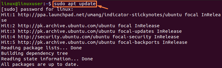 Update the system with "sudo apt update"