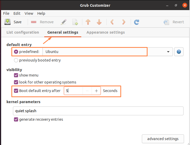 To Modify The Default Operating System Or The Default Boot Time, Click To “General Settings To modify the default operating system or the default boot time, click to “general settings