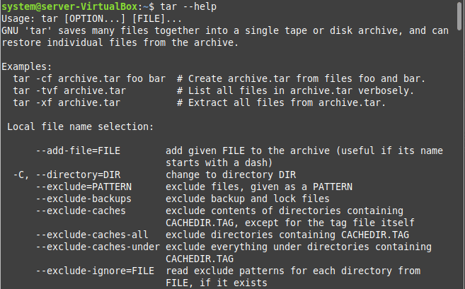 Tar Command Options And Examples 2 Tar command options and examples 2