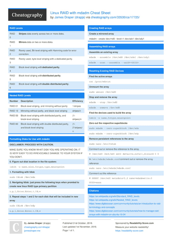 Linux raid mdadm cheat sheet