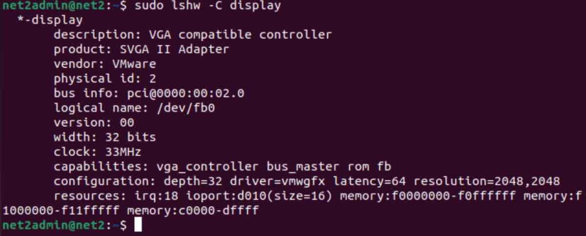 How to display Graphics card information on Ubuntu 22.04 4