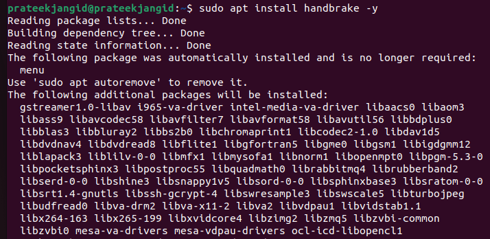 How to install and use the handbrake on ubuntu 22. 04