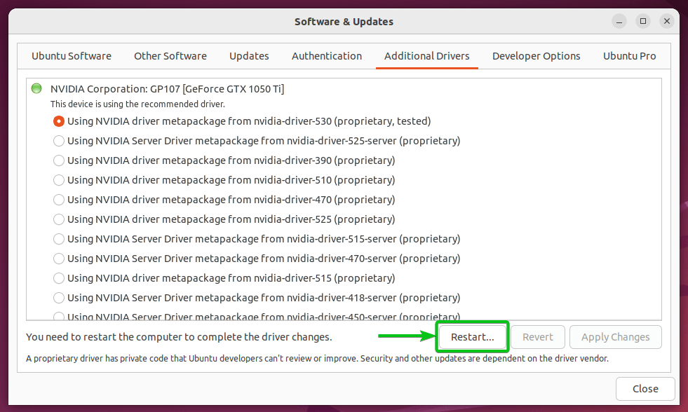 How To Update The Nvidia Drivers On Ubuntu 22.04 Lts 15 Graphical user interface, text, application, email description automatically generated