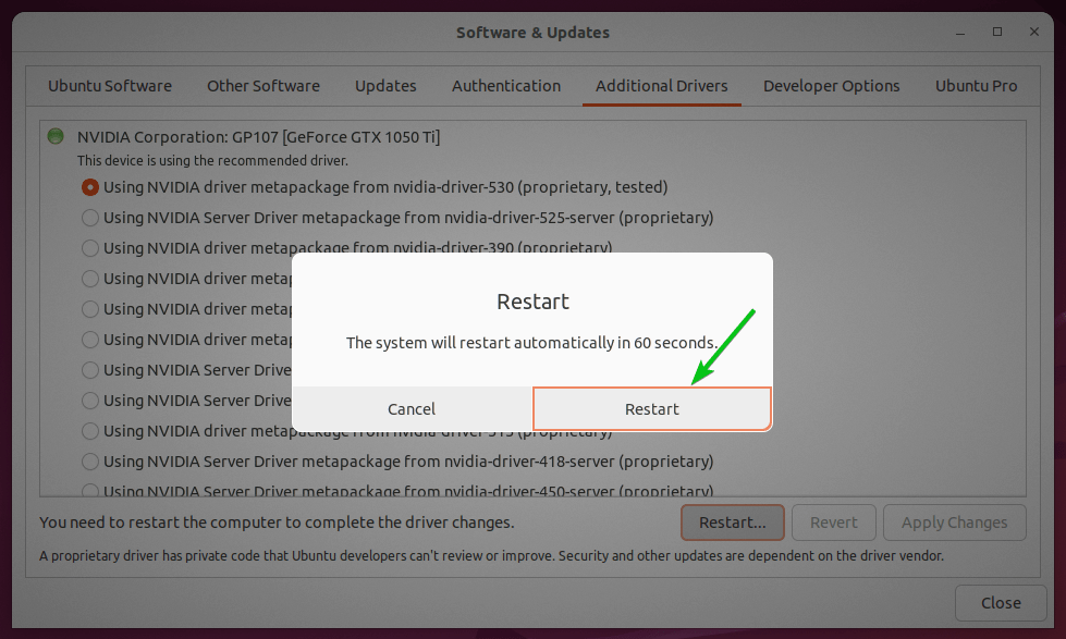 How To Update The Nvidia Drivers On Ubuntu 22.04 Lts 16 Graphical user interface, text, application, email description automatically generated