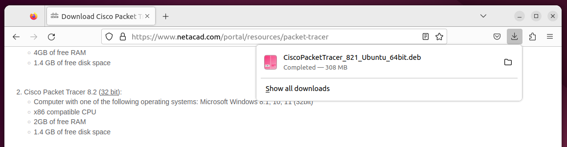 How To Install Cisco Packet Tracer On Ubuntu 22.04 Lts 8 A screenshot of a computer description automatically generated with medium confidence