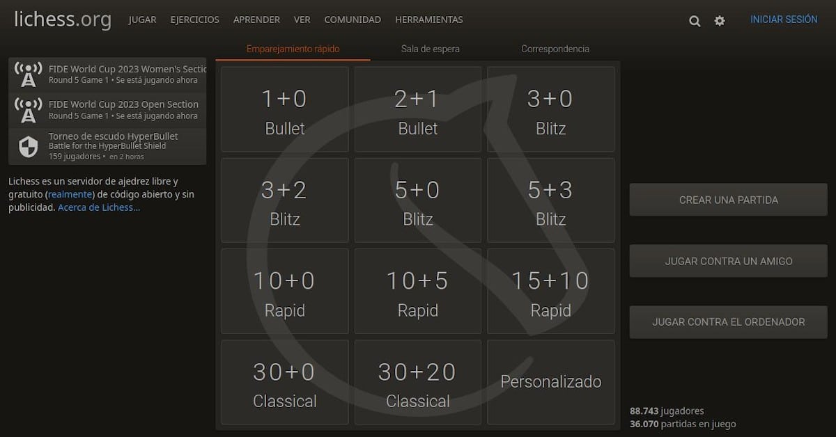Lichess: Un Genial Sitio Web Abierto Para Aprender Y Jugar Ajedrez 4 Pantallazo del sitio web oficial