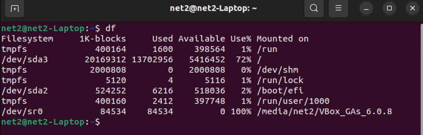 How to check disk space in ubuntu 22. 04