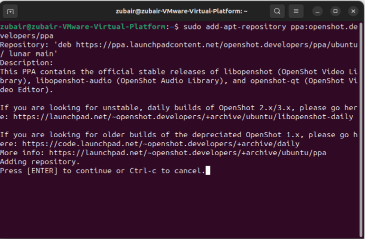 Install openshot on ubuntu 22. 04