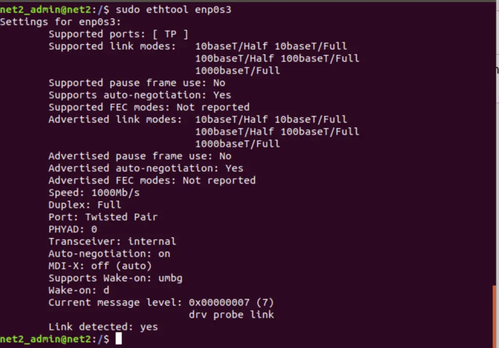 How To Configure Network Settings In Ubuntu 22.04 6 Ethtool
