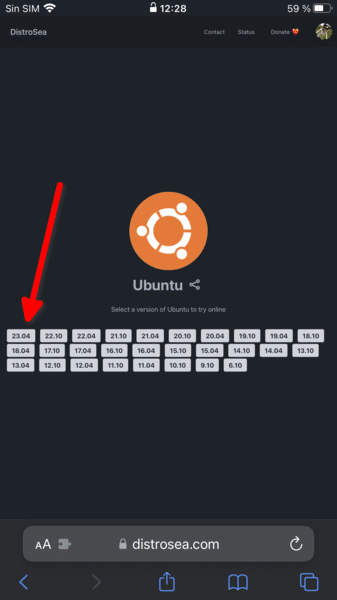Cómo Usar Ubuntu Desde Tu Teléfono Móvil O Tablet (Gracias A Distrosea) 4 3-elegir la versión de ubuntu a ejecutar