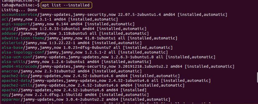 How To List All Installed Packages In Ubuntu Using Apt? 4 How to list all installed packages in ubuntu using apt? 4