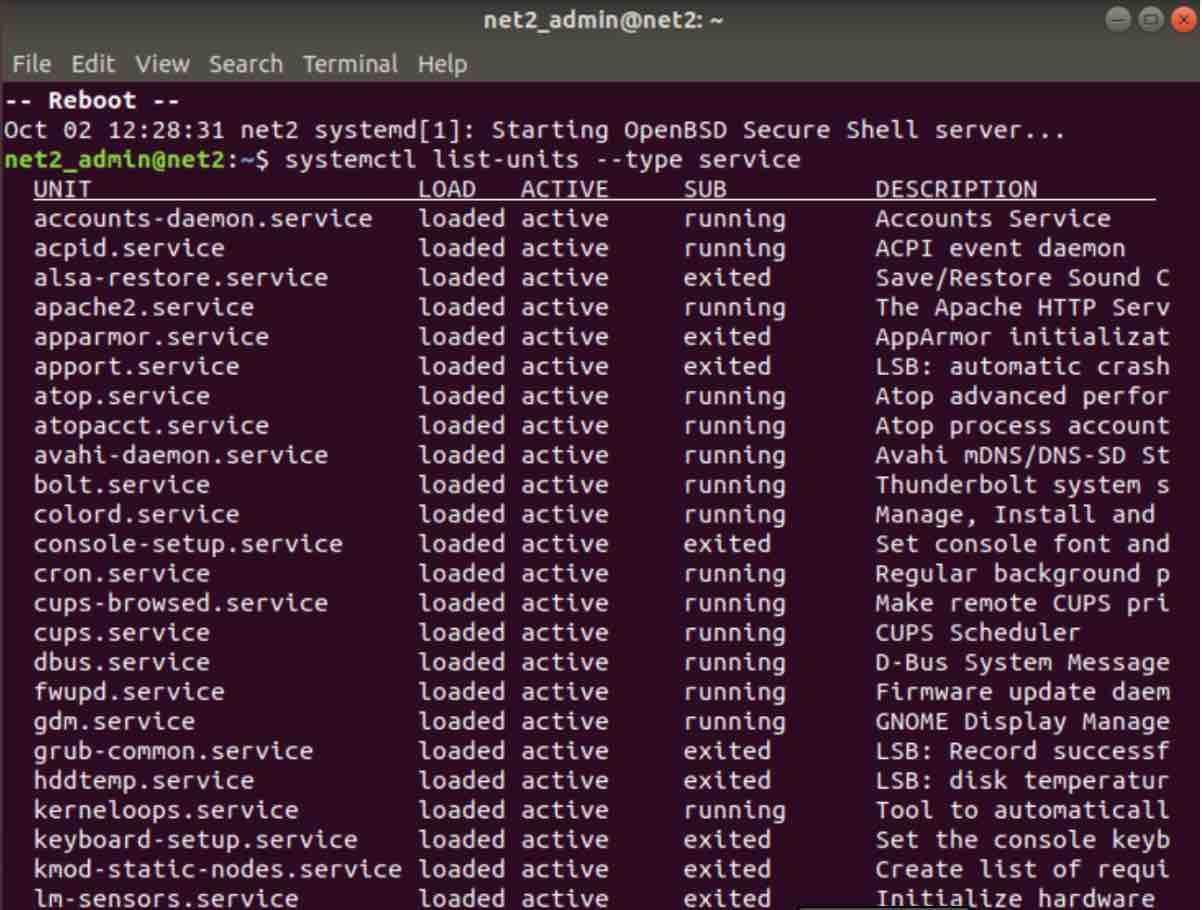 How To Manage Ubuntu Boot Services: List, Start, And Stop Systemd Services At Startup 4 Systemctl list loaded service units output