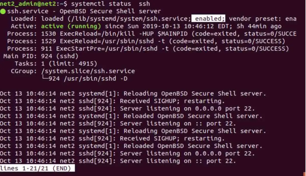 How To Manage Ubuntu Boot Services: List, Start, And Stop Systemd Services At Startup 9 Systemctl status ssh output