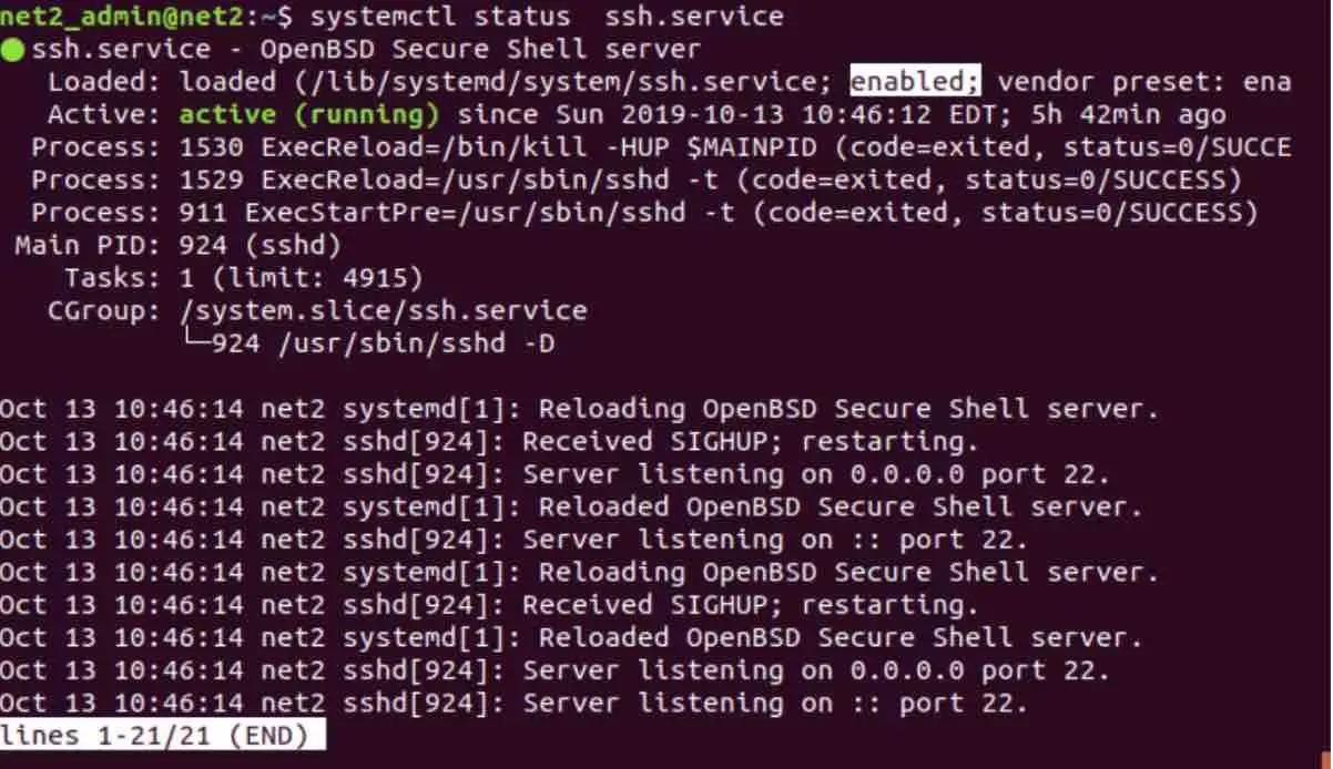 How To Manage Ubuntu Boot Services: List, Start, And Stop Systemd Services At Startup 10 Systemctl status ssh. Service output