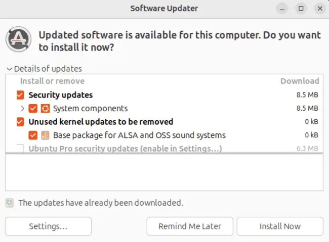 Maximize Ubuntu 24.04 Speed And Efficiency: A Complete Tuning Guide 11 Software updater window