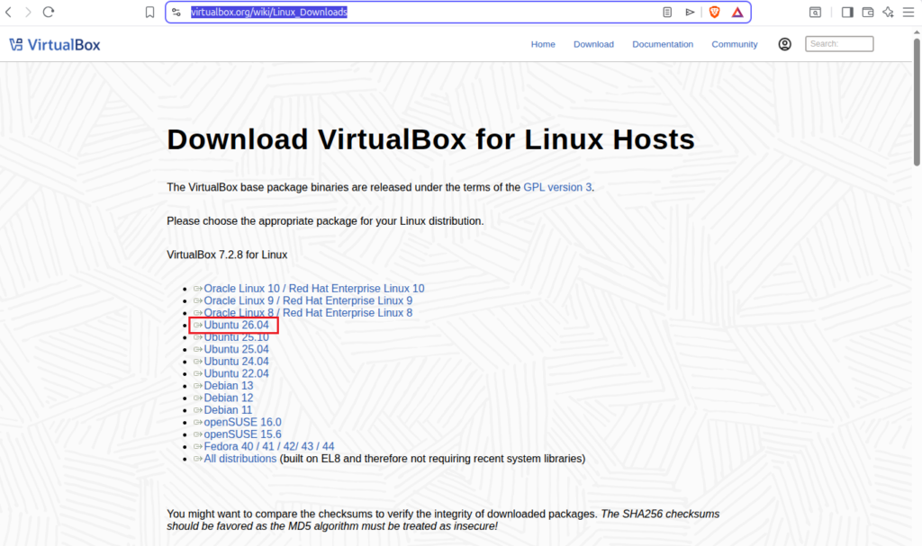 How to install virtualbox in ubuntu 26. 04 lts